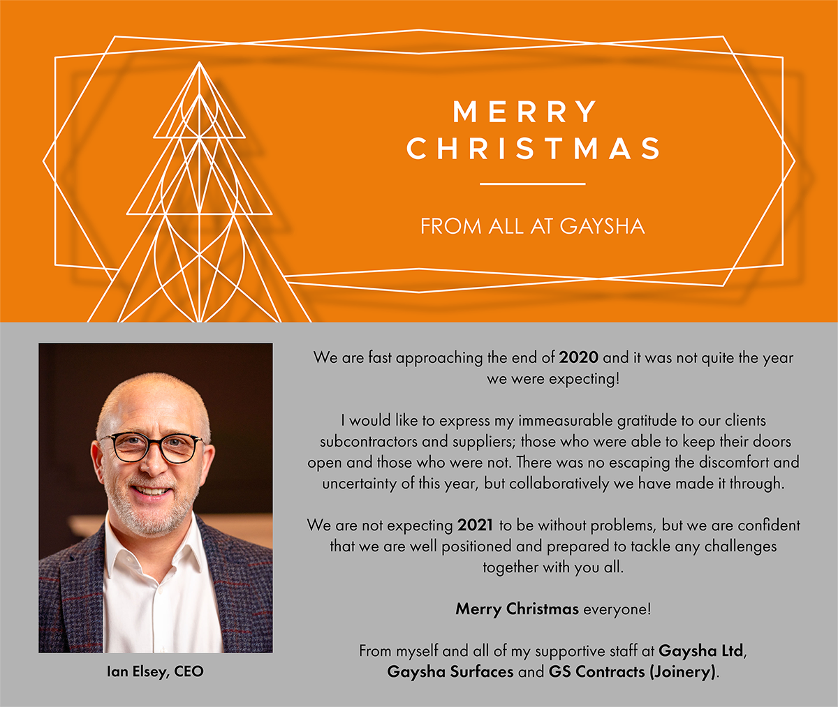 A Christmas Message from Gaysha CEO Ian Elsey